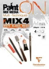 Blok A4 białych papierów mix4 250g 12ark