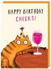 Karnet 303 Urodziny Kot Na zdrowie!