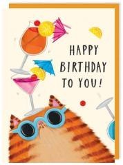 Karnet 304 Urodziny Kot z kotajlami