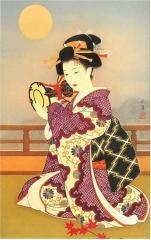 Karnet F23-48 Portret kobiety Muzyka