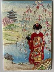 Karnet F25-947 Kobieta pod wiśnią