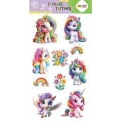 Tatuaże zmywalne Flower Unicorns HAPPY COLOR