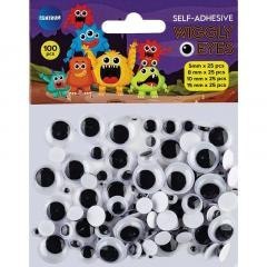 Ruchome oczka samoprzylepne mix 100szt