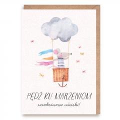 Kartka urodzinowa Myszka, eko koperta