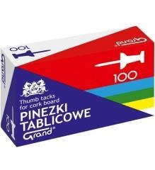 Pinezki tablicowe kolorowe 100szt GRAND