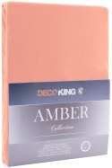 Prześcieradło AMBER kolor koralowy styl klasyczny materiał jersey 140-160x200 DecoKing - FITTED/AMBER/PEACH/140-160x200+30