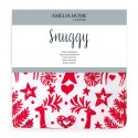 Pościel SNUGGY kolor czerwony drukowany motyw świąteczny 160x200+70x80*2 ameliahome - BEDLIN/AH/SNUGGY/RUDOLPH/160x200+70x80*2