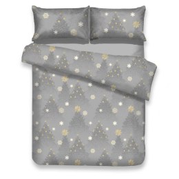 Pościel SNUGGY kolor grafitowy drukowany motyw świąteczny 155x220_80x80*1 ameliahome - BEDLIN/AH/SNUGGY/SILENTNIGHT/155x220+80x8