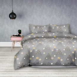 Pościel SNUGGY kolor grafitowy drukowany motyw świąteczny 155x220_80x80*1 ameliahome - BEDLIN/AH/SNUGGY/SILENTNIGHT/155x220+80x8