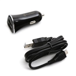 PLATINET CAR CHARGER ŁADOWARKA SAMOCHODOWA 2xUSB 3,4A + MICRO CABLE KABEL 1m BLACK [43719]