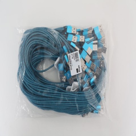 OMEGA VARAN MICRO USB TO USB FABRIC BRAIDED CABLE KABEL 2A 1M POLYBAG BLUE-BLACK [44190]