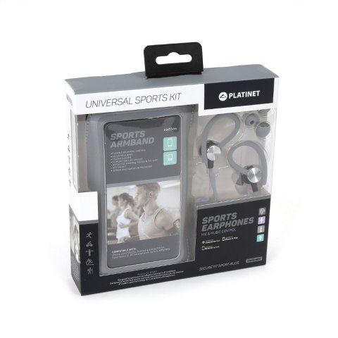 PLATINET IN-EAR EARPHONES SŁUCHAWKI + MIC SPORT + ARMBAND PM1070 GREY [42929] TE