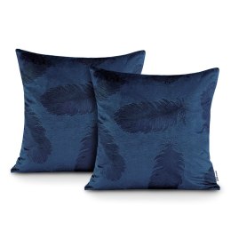 Poszewka dekoracyjna PEACOCK kolor granatowy tłoczony motyw zwierzęcy styl glamour velvet 45x45 ameliahome - CUS/AH/VELVET/PEACO