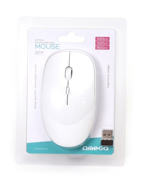 OMEGA MYSZ BEZPRZEWODOWA MOUSE WIRELESS 1000/1200/1600 DPI WHITE [45532]