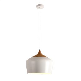 PLATINET PENDANT LAMP LAMPA SUFITOWA REJA E27 METAL WHITE + WOOD [44031]