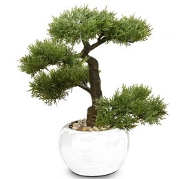 Drzewko bonsai w doniczce iglaste kolor zielony, tworzywo sztuczne, wysokość 33 cm