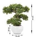 Drzewko bonsai w doniczce liściaste kolor zielony, tworzywo sztuczne, wysokość 33 cm