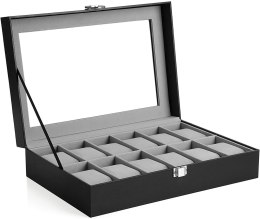 Organizer na biżuterię, kosmetyki ERGO hakano - WATCHBOX/GREY/BLACK/12SLOTS