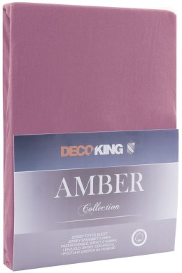 Prześcieradło AMBER kolor fioletowy styl klasyczny materiał jersey 80-90x200 DecoKing - FITTED/AMBER/PLUM/80-90x200+30