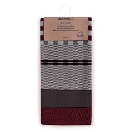 Ręcznik kuchenny LOUIE kolor bordowy gładki motyw klasyczny 50x70 decoking - KIT/LOUIE/BURGUNDY&BLACK/3PACK/50x70