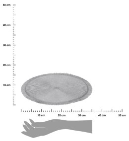 Podkładka na stół okrągła srebrna 35 cm Pleciona mata na stół ozdobiona frędzlami, wykonana z trwałego materiału, podkładka o śr