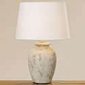 Lampa Luton nocna stołowa - wys. 44 cm materiał poliester, ceramika, odcienie szarego, gwint 14E, moc żarówki 40W