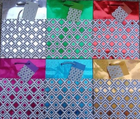 Torebka ozdobna hologram PL-6H NEW średnia MIX